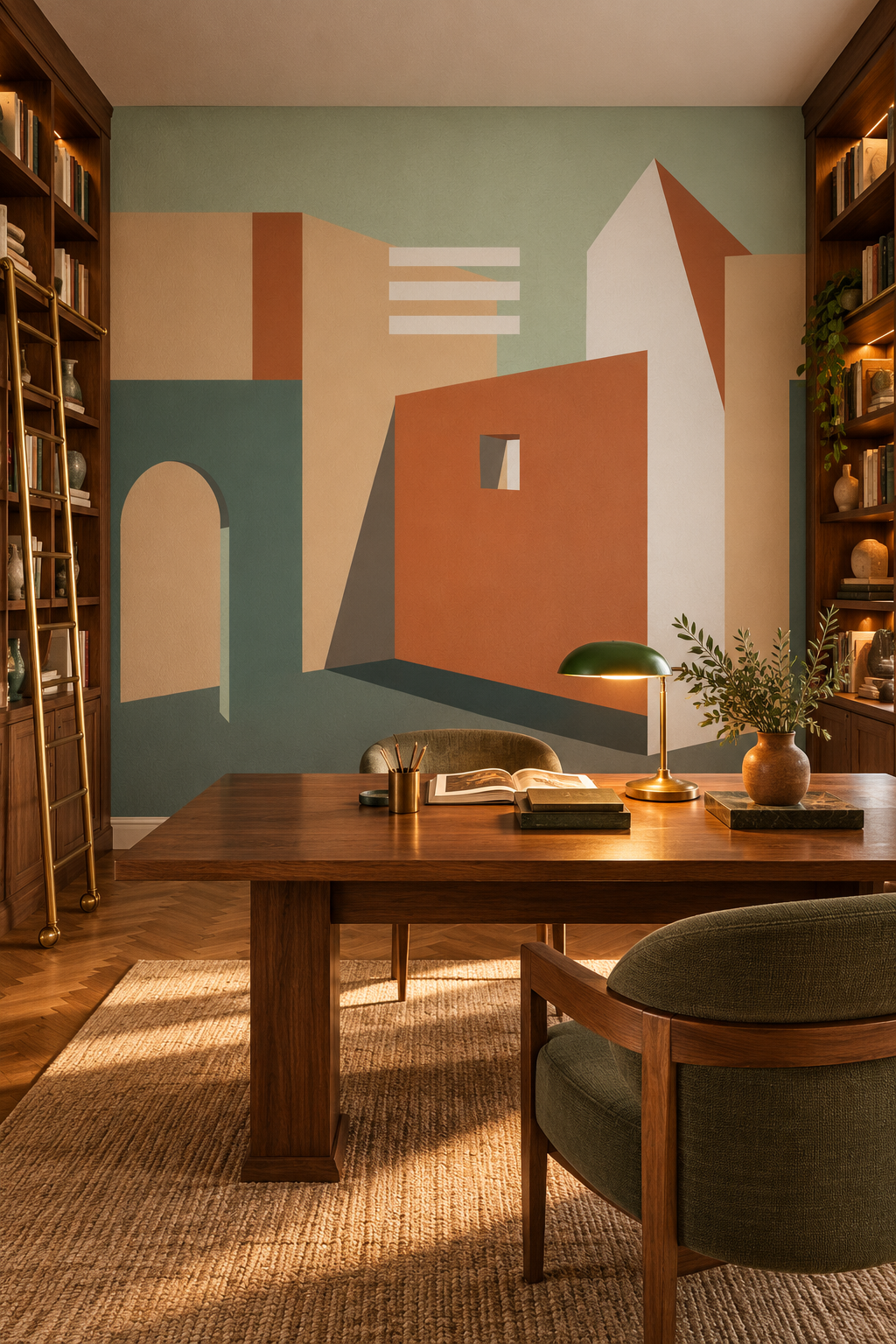 Lignes d'architecte, papier peint panoramique dans un bureau : visuel d'ambiance illustratif