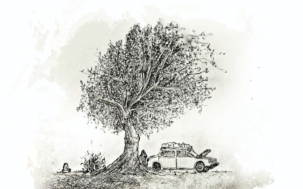 Papier peint panoramique L'Arbre gravé : le décor à plat