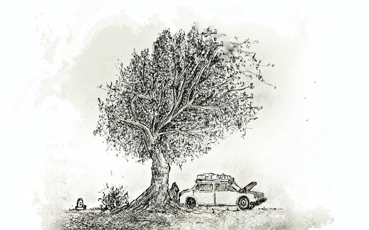 Papier peint panoramique L'Arbre gravé : le décor à plat