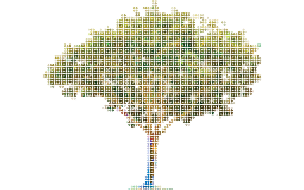 Papier peint panoramique Arbre à pois : le décor à plat