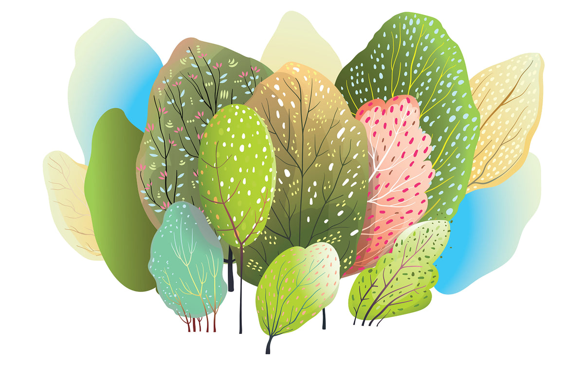 Papier peint panoramique Arbres en fête : le décor à plat