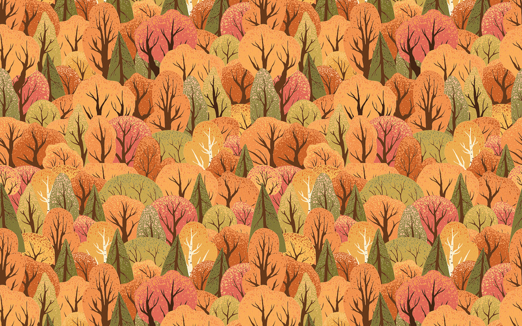 Papier peint panoramique Octobre roux : le décor à plat