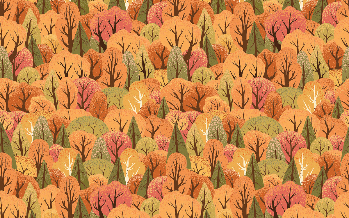Papier peint panoramique Octobre roux : le décor à plat