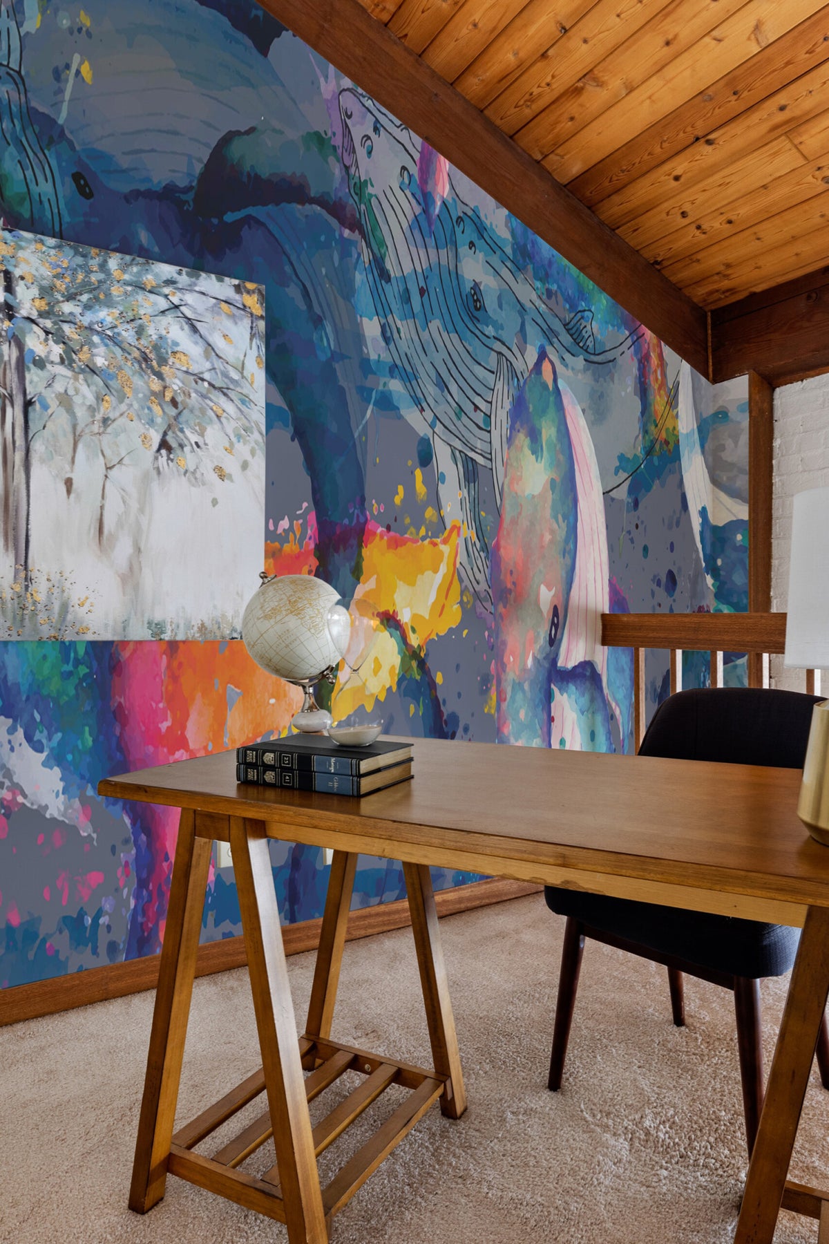 Baleines à l'aquarelle · papier peint panoramique, vue 2