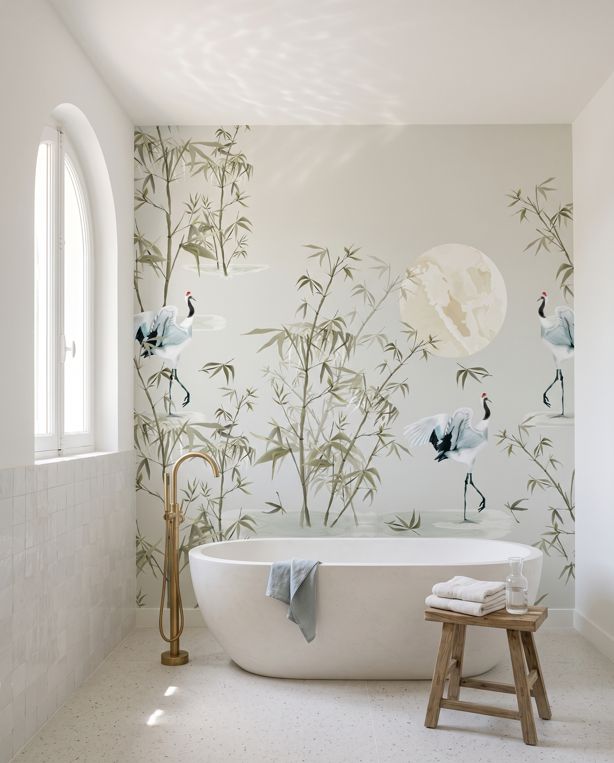 Bambouseraie, papier peint panoramique dans une salle de bain : visuel d'ambiance illustratif