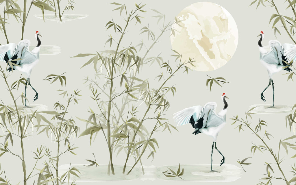 Papier peint panoramique Bambouseraie : le décor à plat