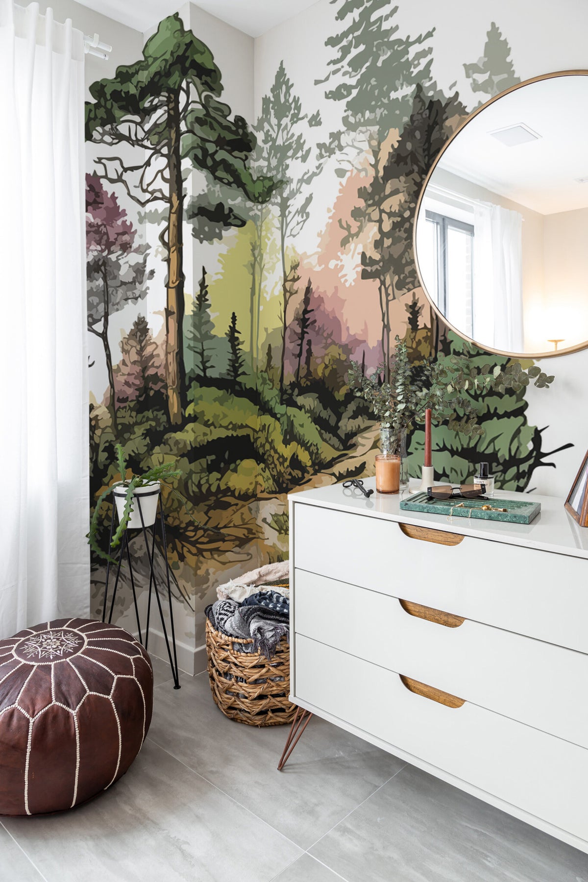 Bois à l'aquarelle · papier peint panoramique forêt