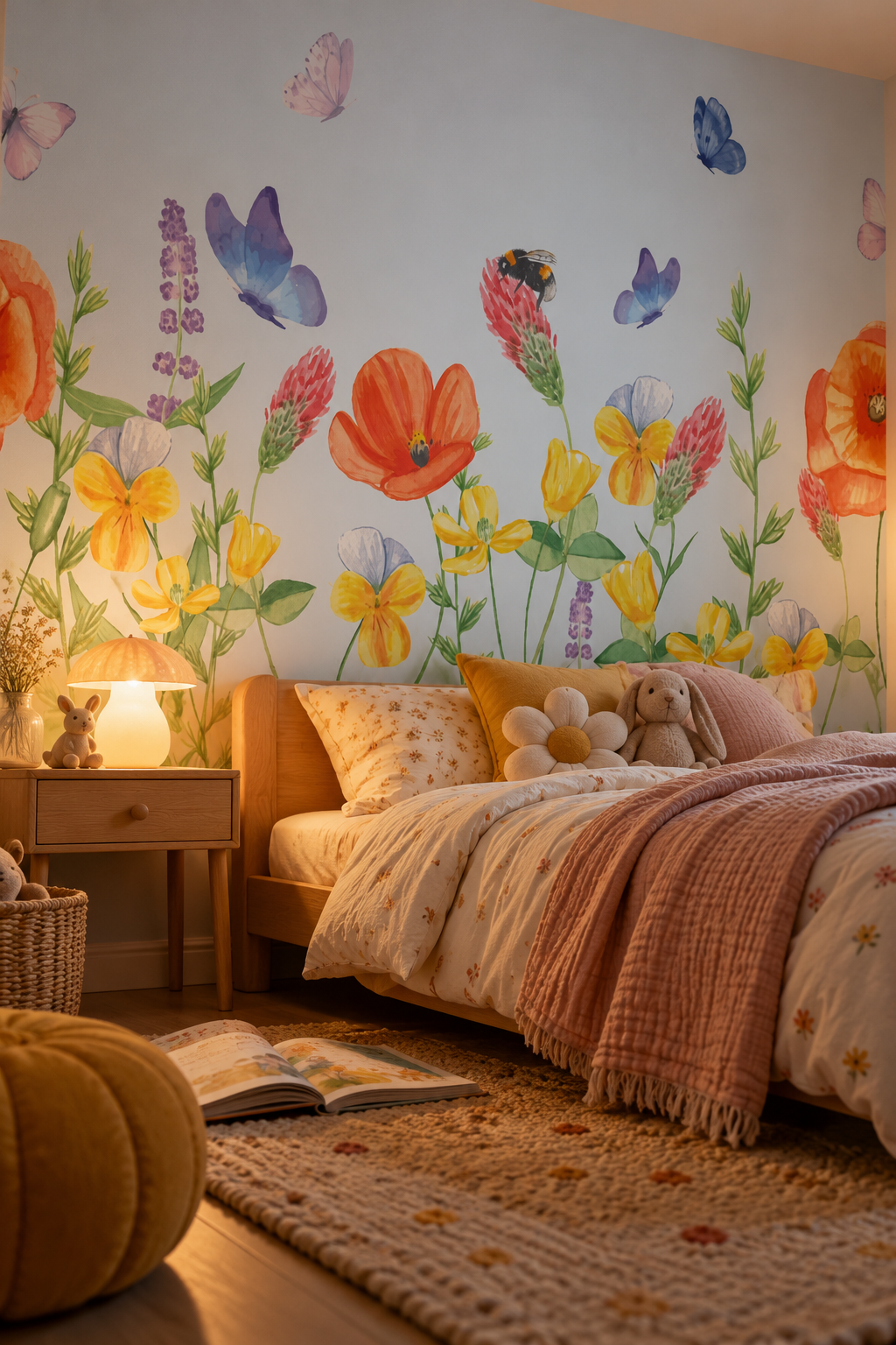 Harmonie de coquilles, papier peint panoramique dans une chambre d'enfant : visuel d'ambiance illustratif