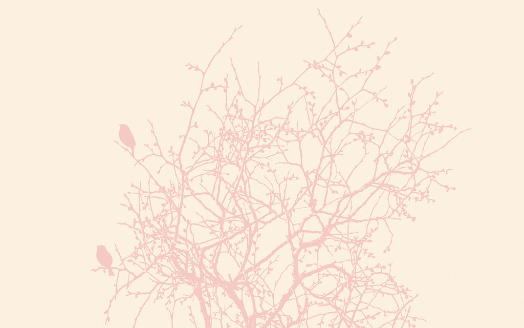 Papier peint panoramique Branche aux oiseaux : le décor à plat