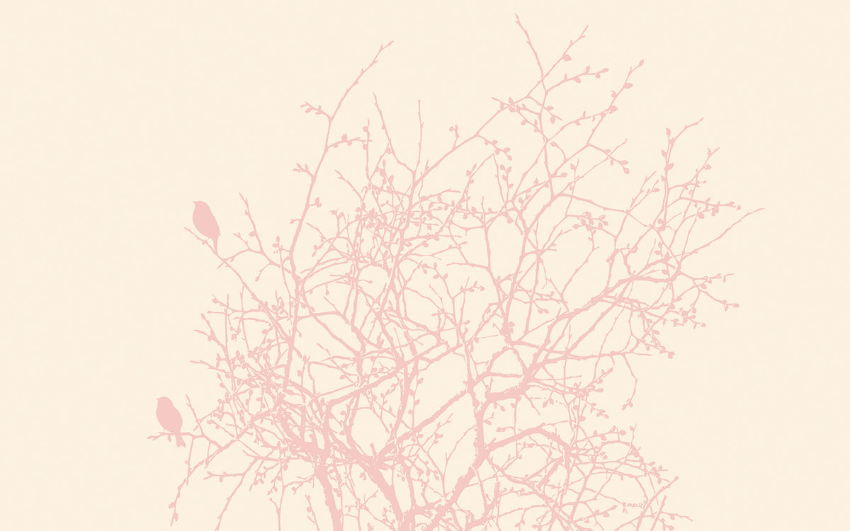 Papier peint panoramique Branche aux oiseaux : le décor à plat