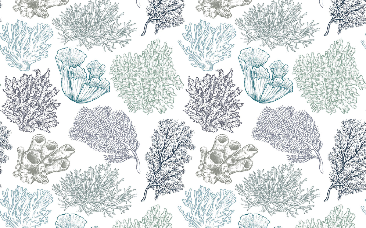 Papier peint panoramique Branches de corail : le décor à plat