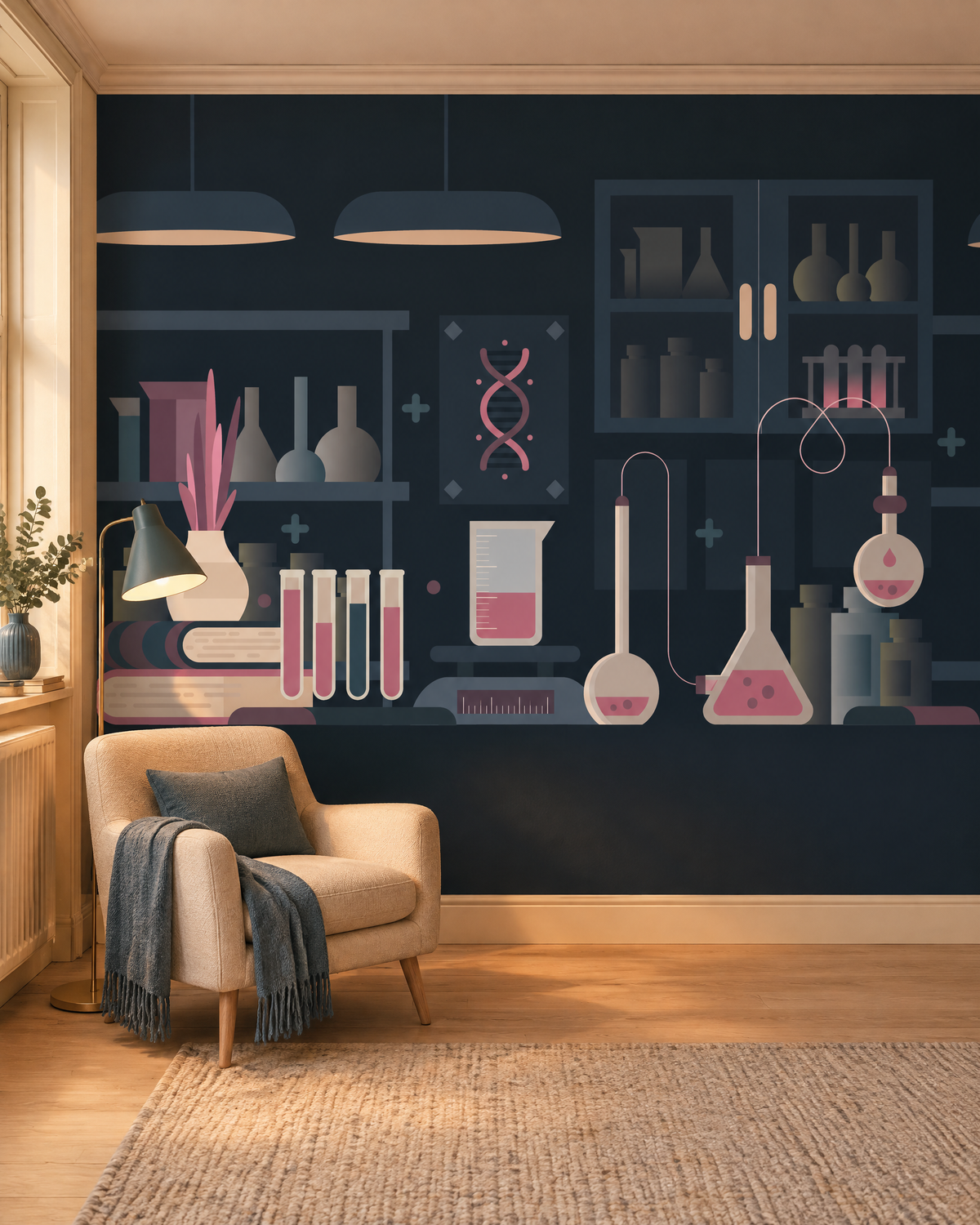 Cabinet d'études, papier peint panoramique dans un bureau : visuel d'ambiance illustratif
