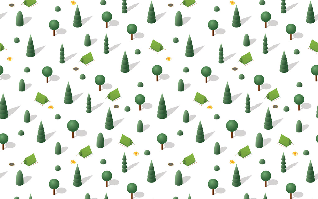 Papier peint panoramique Campement en forêt : le décor à plat