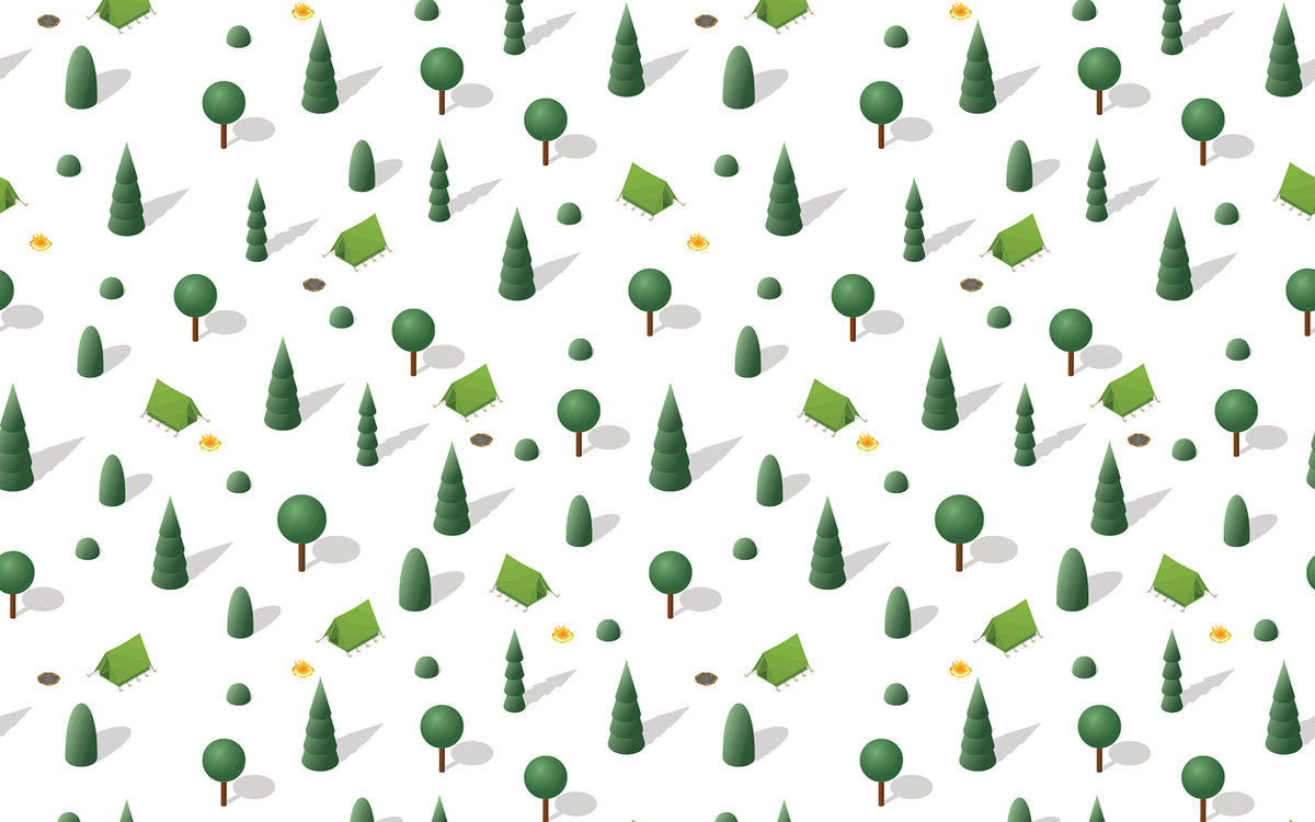 Papier peint panoramique Campement en forêt : le décor à plat