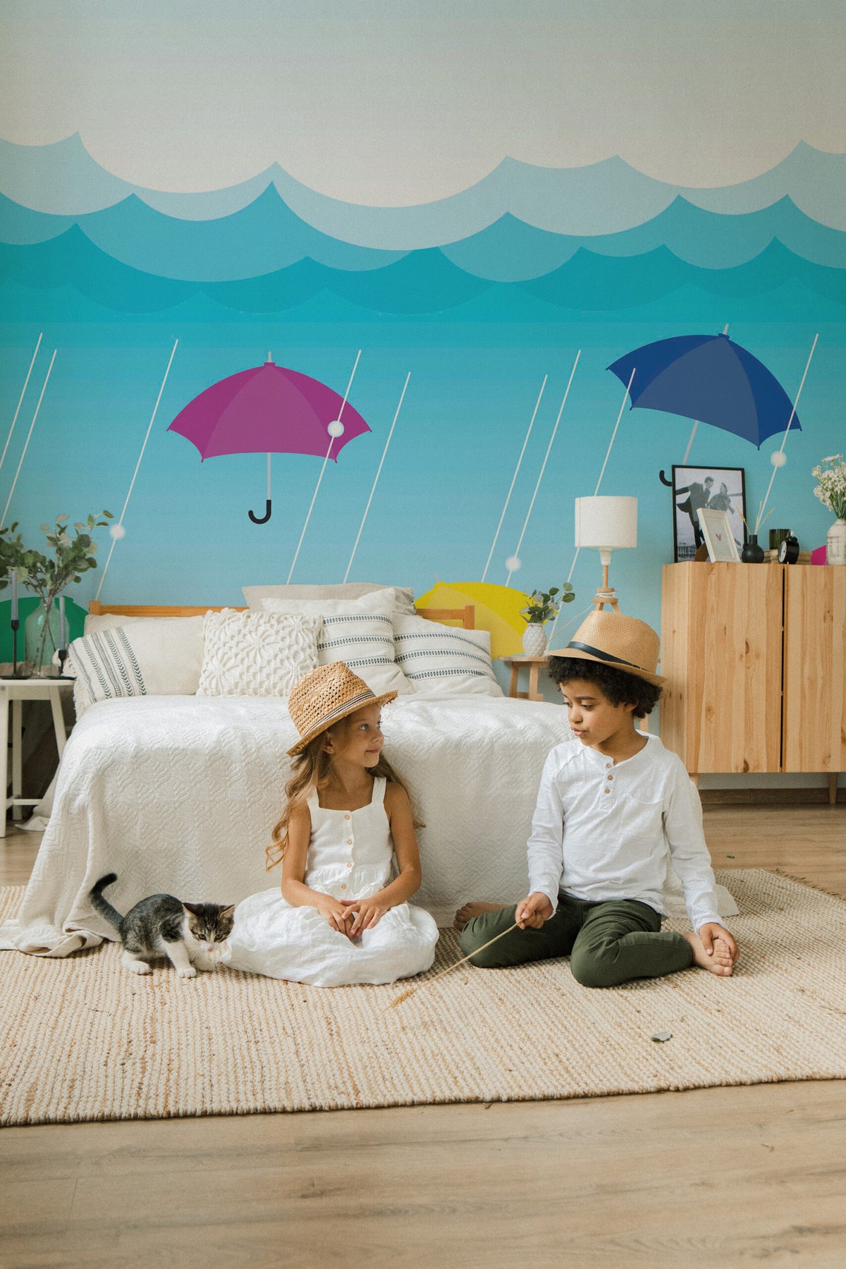 Averse et parapluies · papier peint panoramique, vue 4