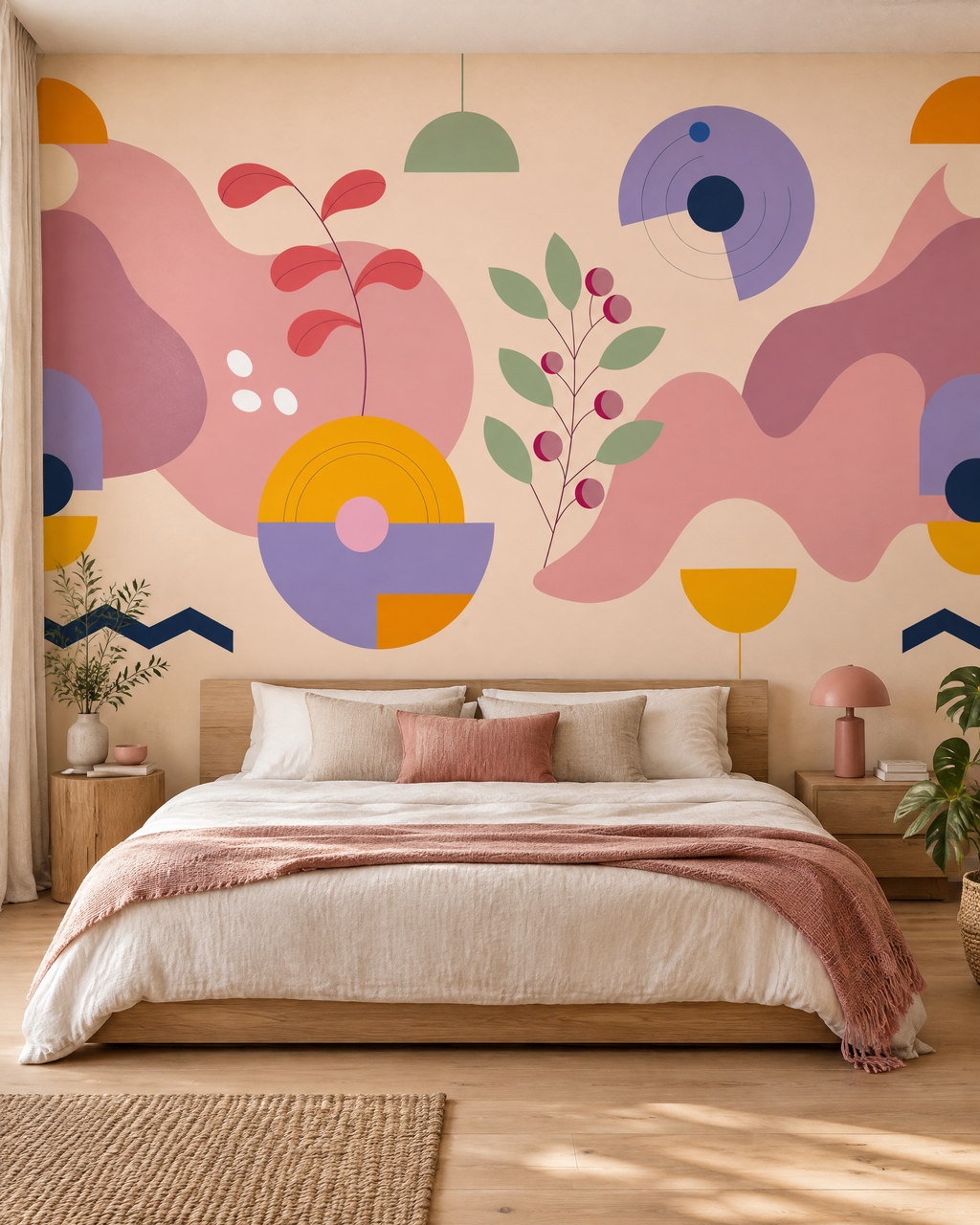Brindilles pêche, papier peint panoramique dans une chambre : visuel d'ambiance illustratif