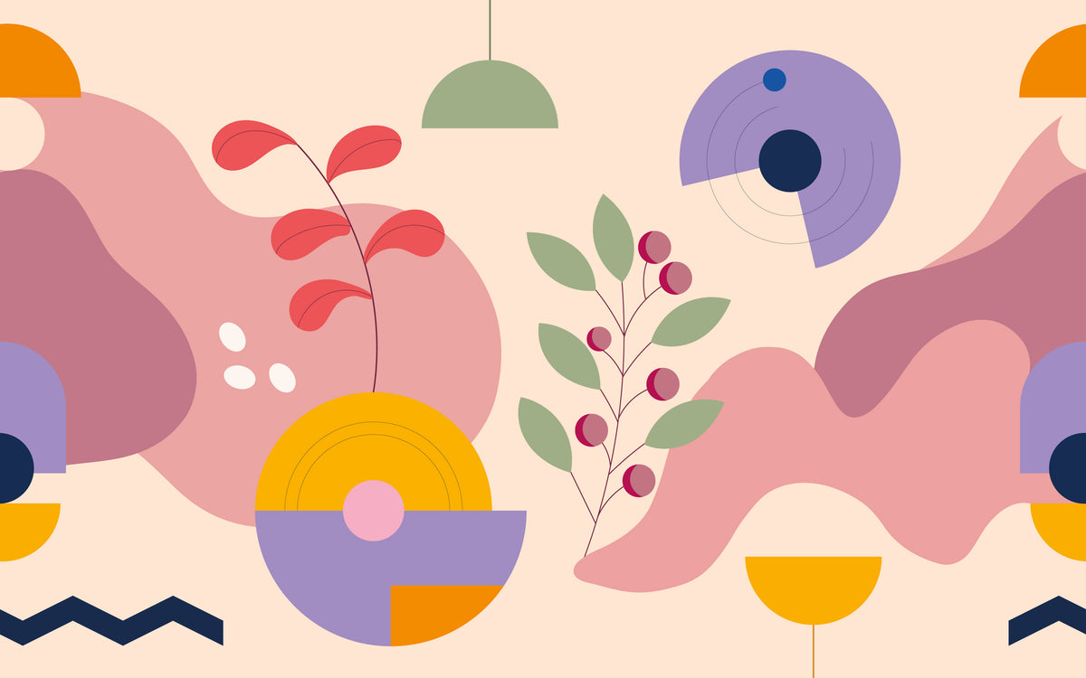 Papier peint panoramique Brindilles pêche : le décor à plat