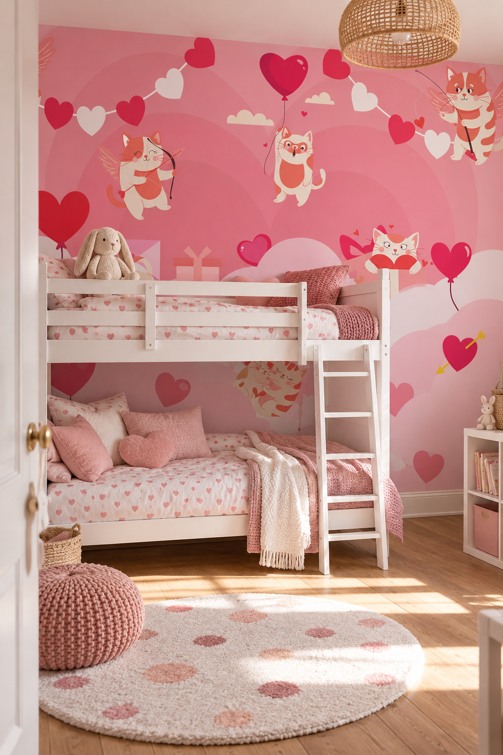 Chatons en cortège, papier peint panoramique dans une chambre d'enfant : visuel d'ambiance illustratif