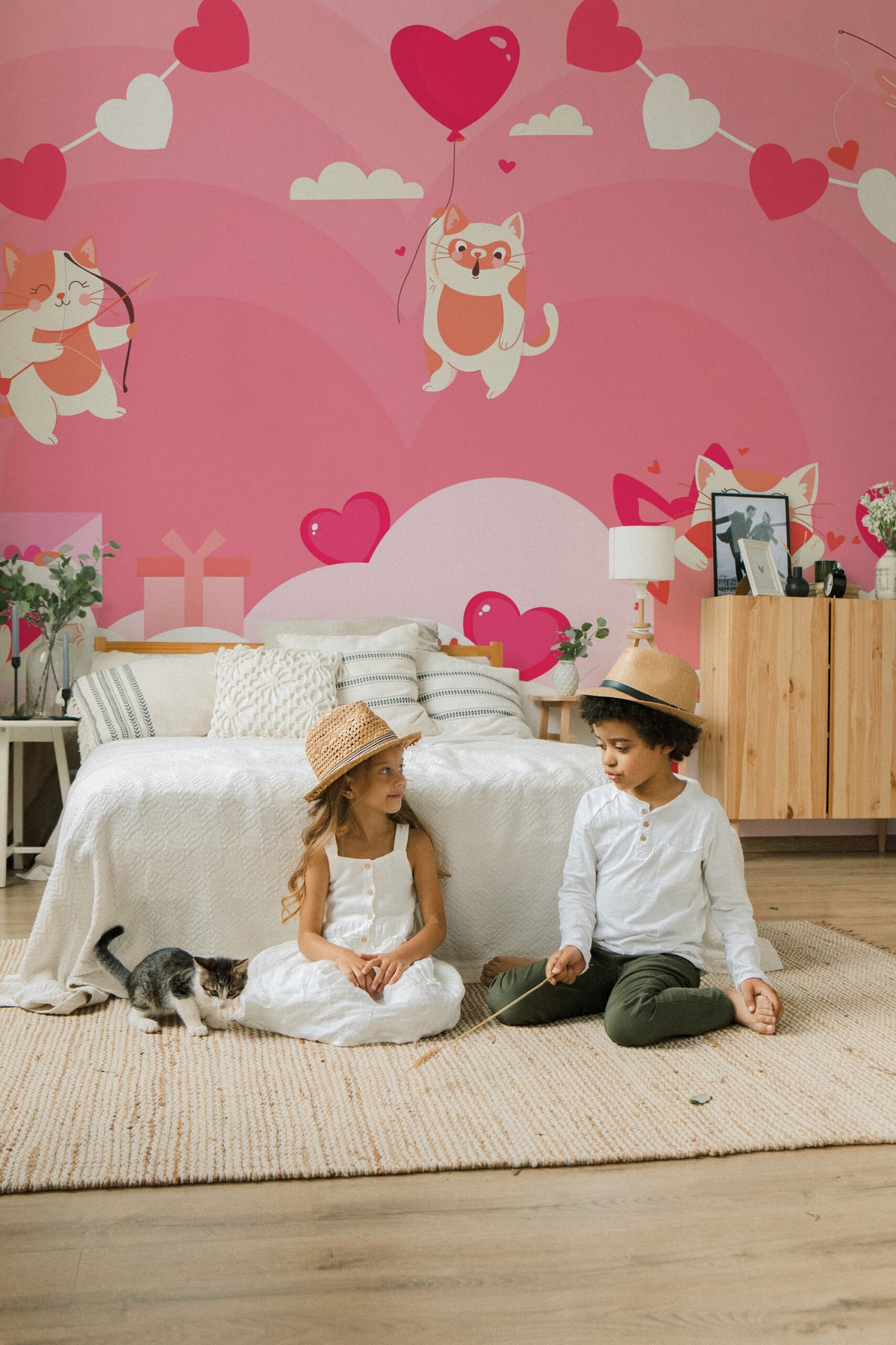 Chatons en cortège · papier peint panoramique chambre enfant