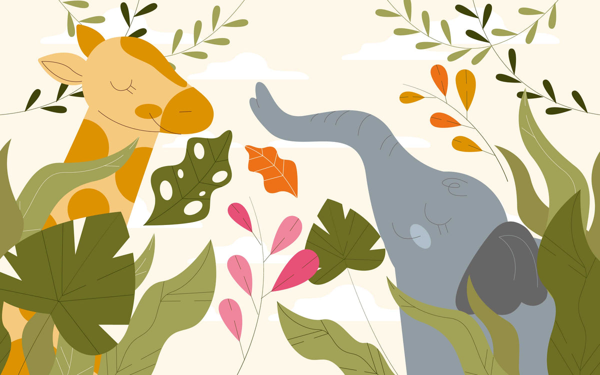 Papier peint panoramique Compagnons de la jungle : le décor à plat