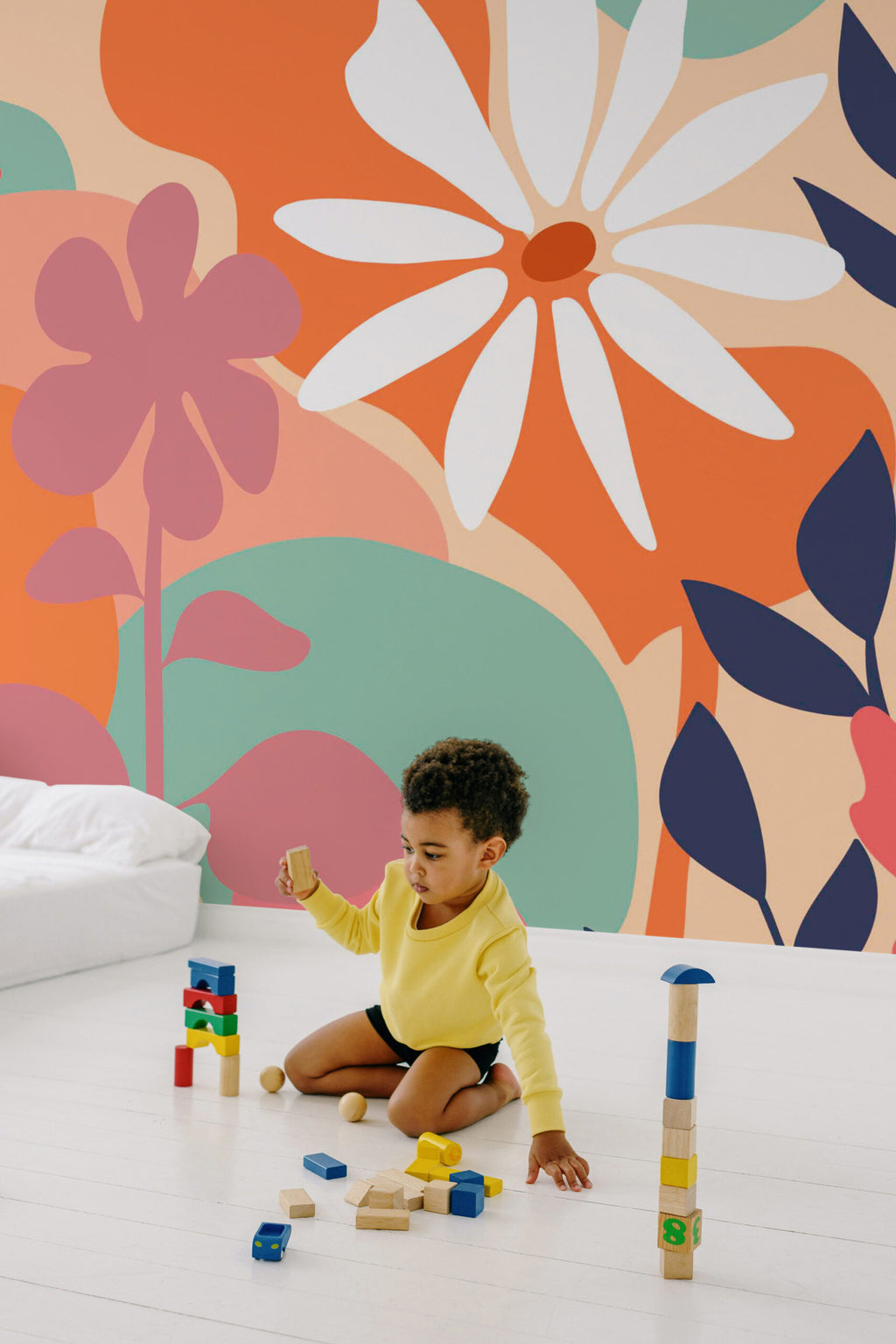 Corolles bohèmes · papier peint panoramique chambre enfant