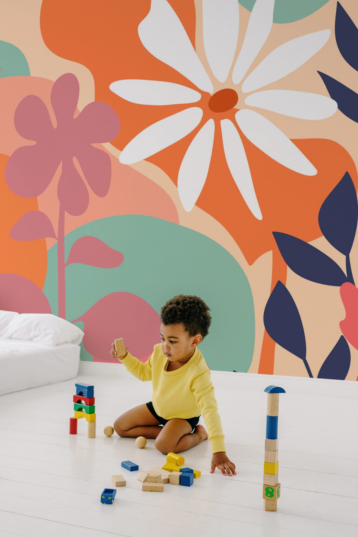 Corolles bohèmes · papier peint panoramique chambre enfant