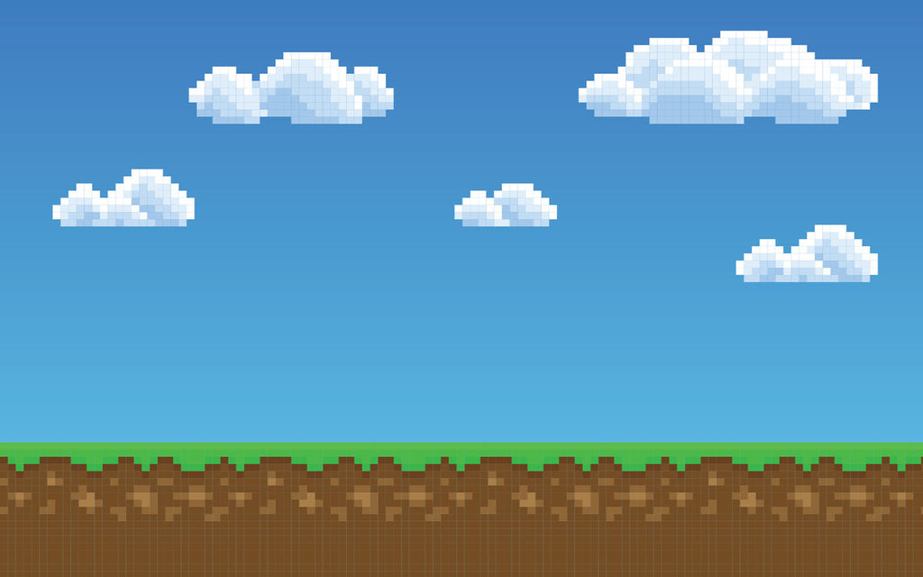 Papier peint panoramique Jeu de pixels : le décor à plat