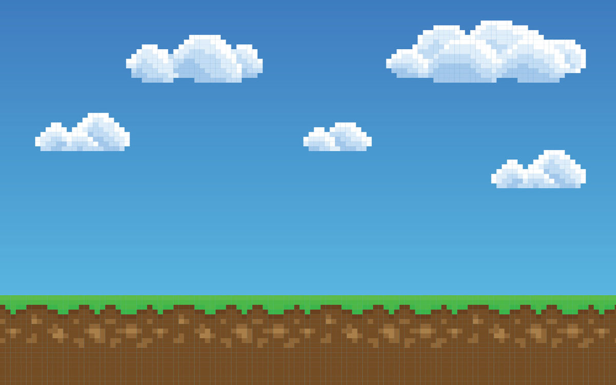 Papier peint panoramique Jeu de pixels : le décor à plat
