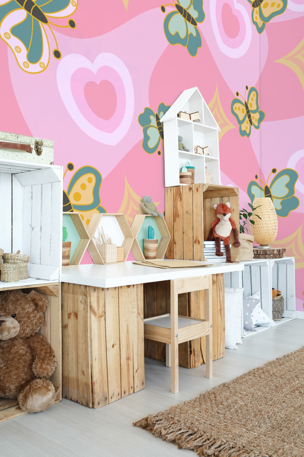 Papillons en cœur · papier peint panoramique, vue 2