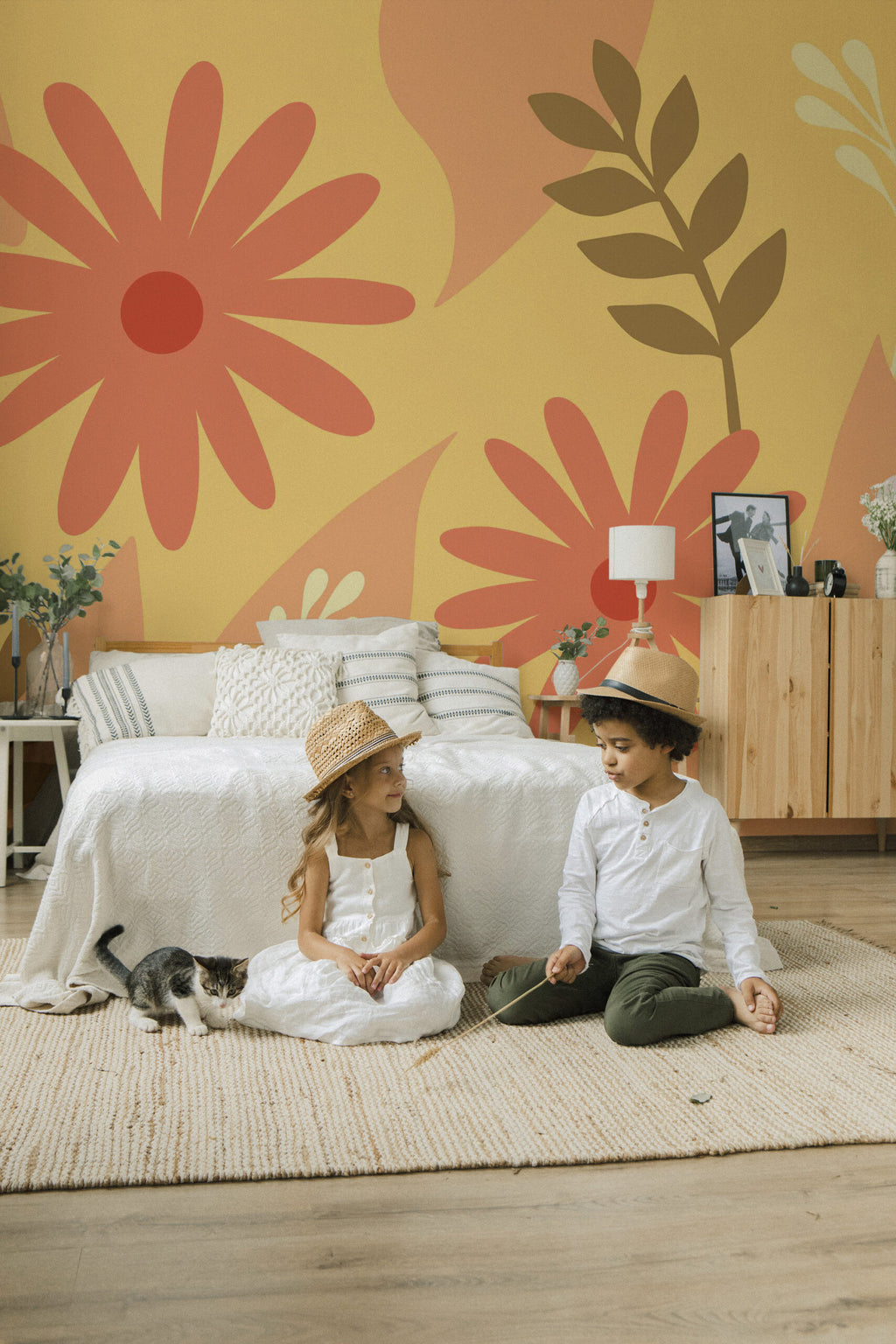 Soleil de marguerites · papier peint panoramique chambre enfant