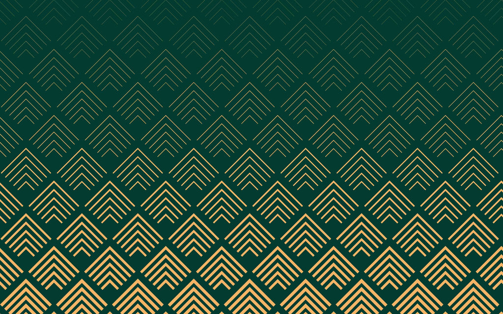Papier peint panoramique Chevrons or et vert : le décor à plat