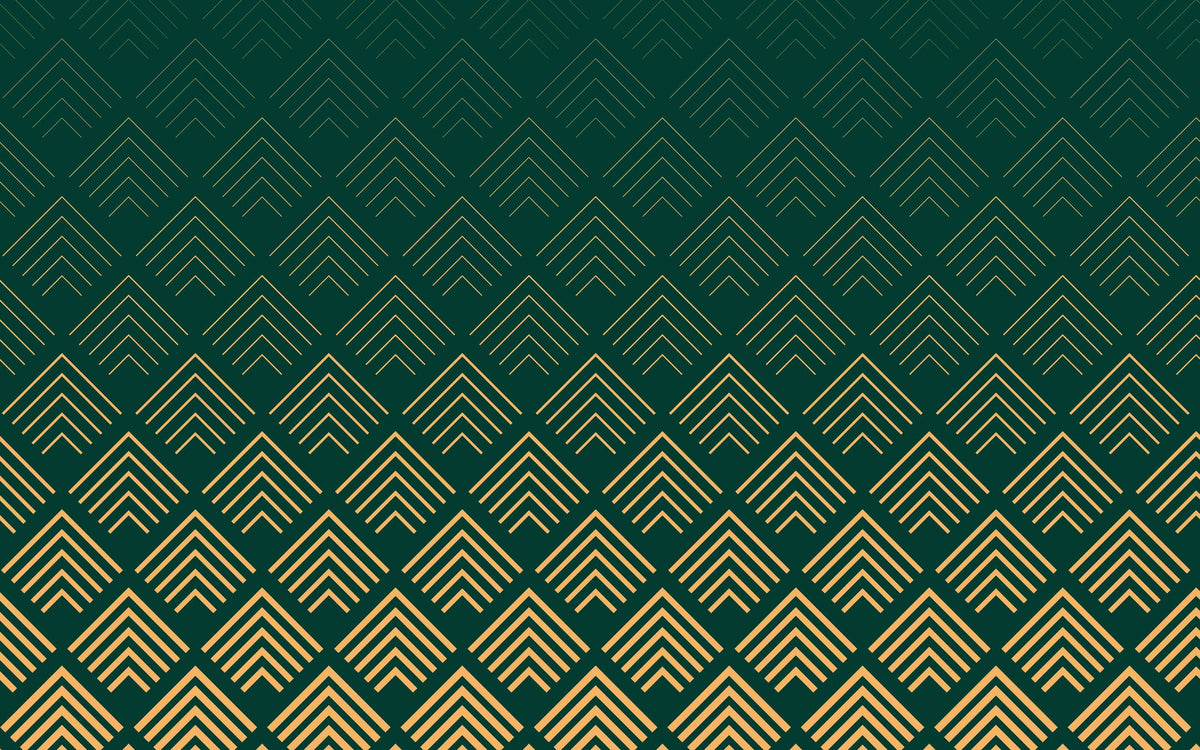 Papier peint panoramique Chevrons or et vert : le décor à plat