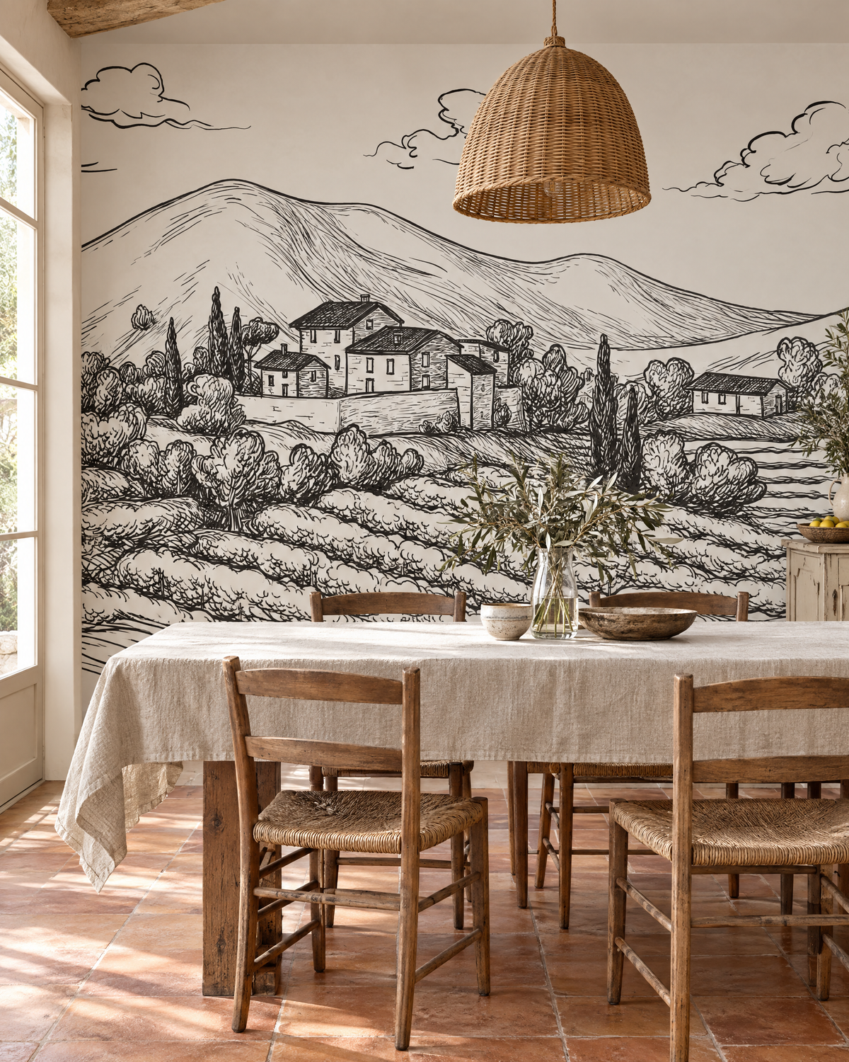 Collines de Toscane, visuel d'ambiance illustratif du papier peint panoramique