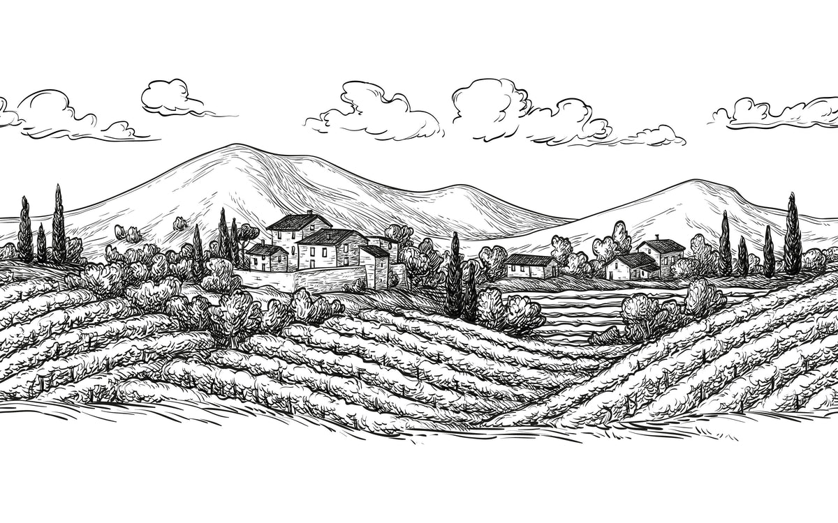 Papier peint panoramique Collines de Toscane : le décor à plat