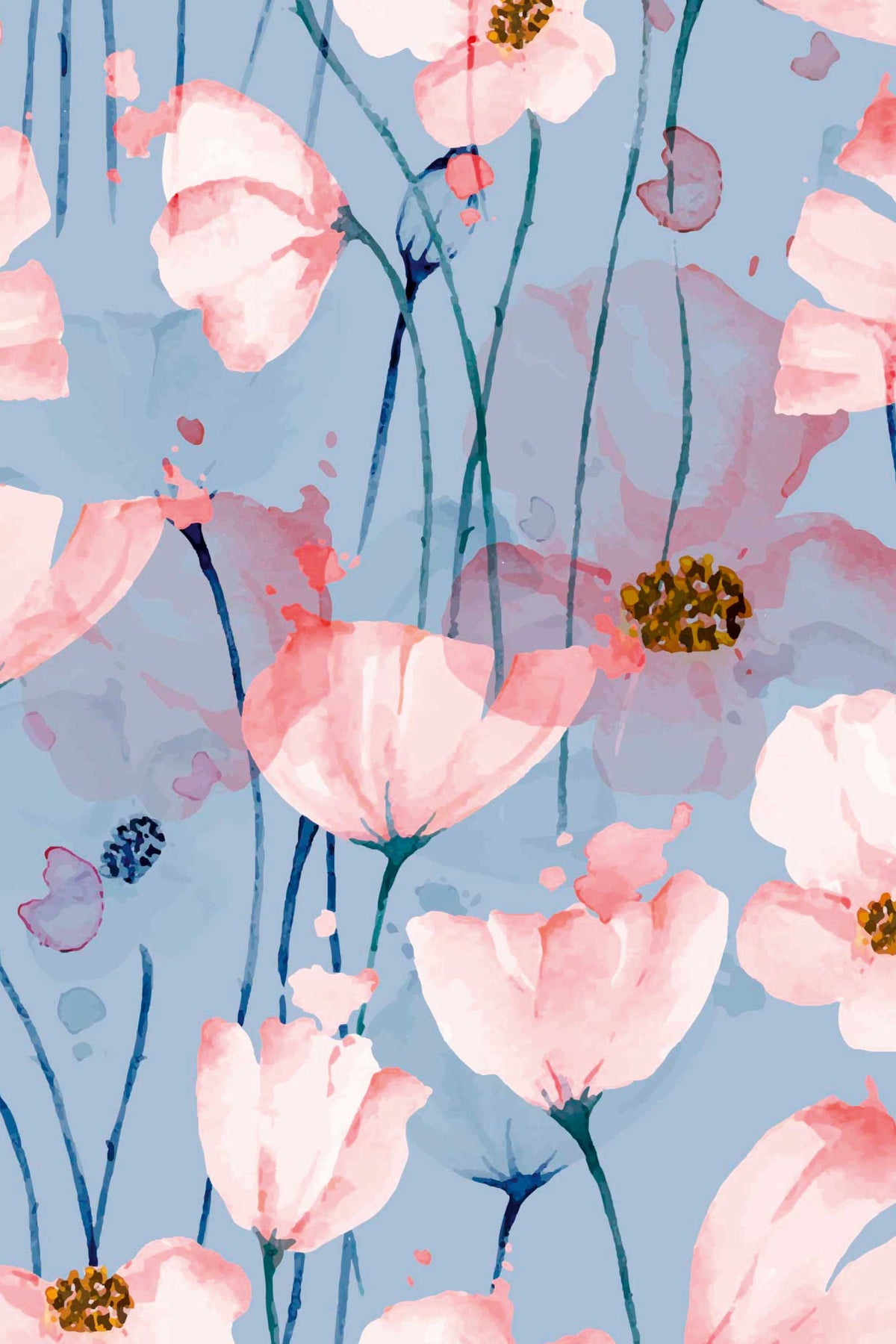 Coquelicots poudrés · papier peint panoramique, vue 2