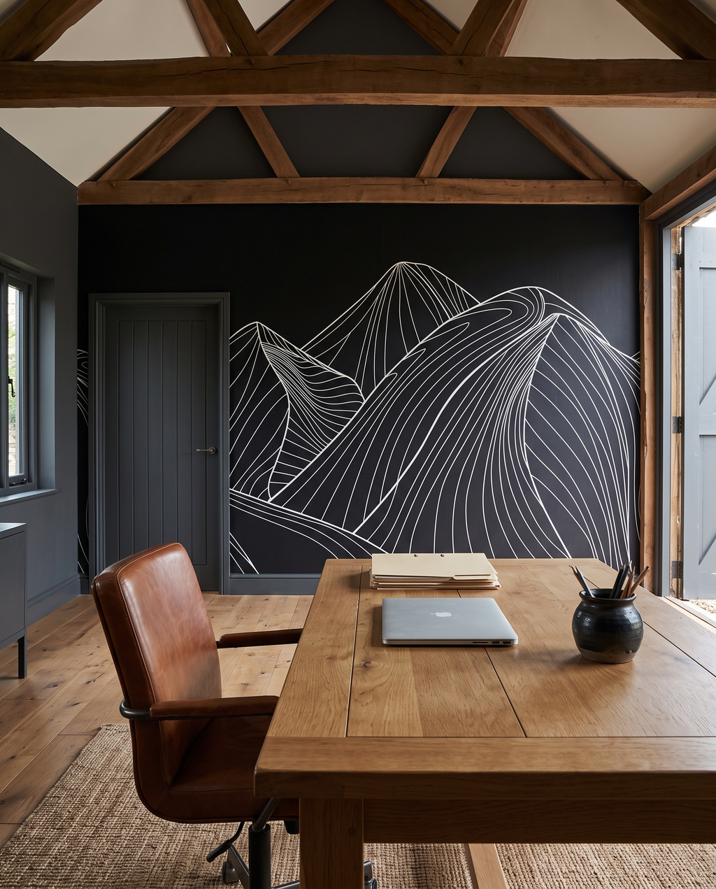 Crêtes à la ligne, papier peint panoramique dans un bureau : visuel d'ambiance illustratif