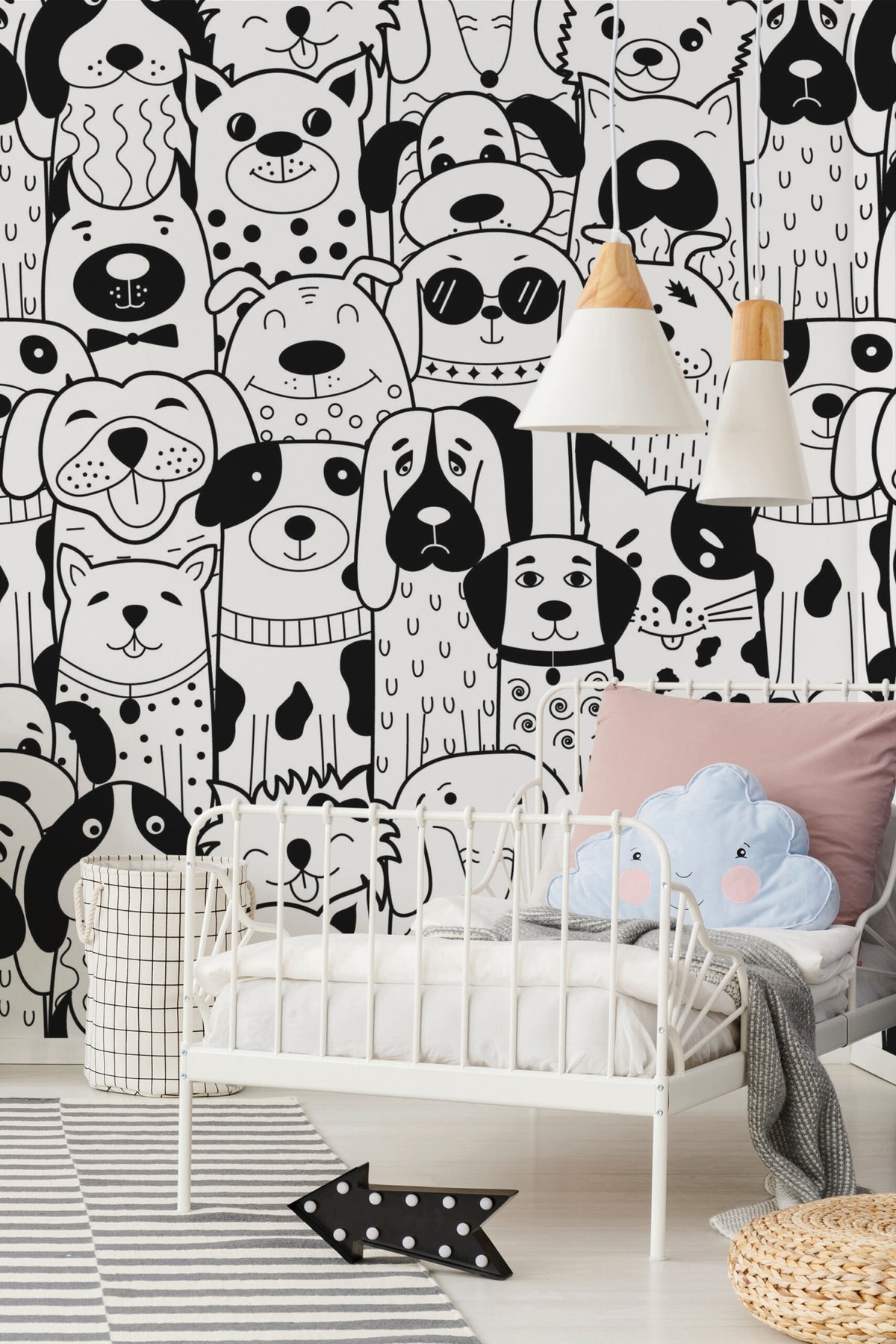 Chiens au trait · papier peint panoramique, vue 2