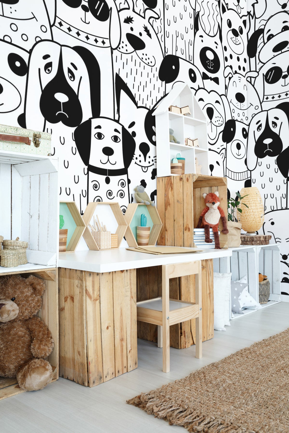 Chiens au trait · papier peint panoramique, vue 4