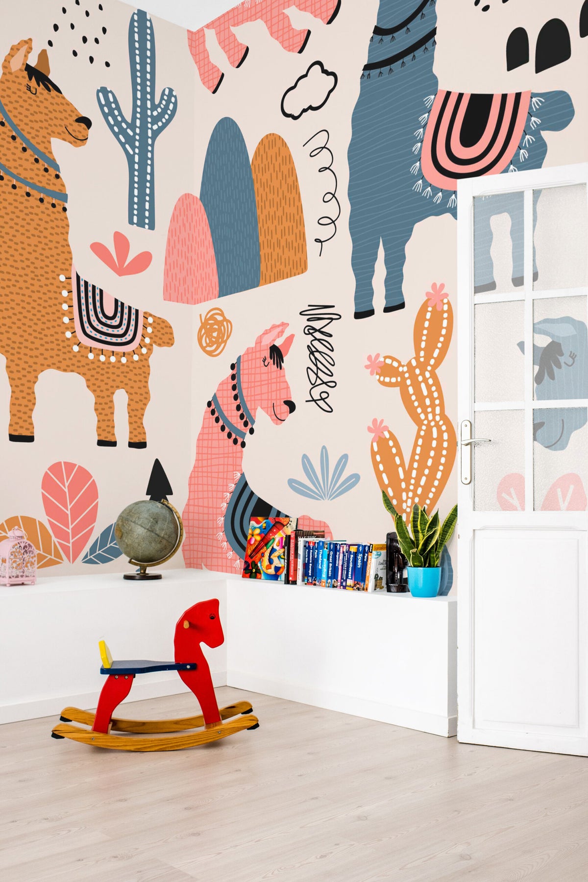 Lamas bohèmes · papier peint panoramique enfant