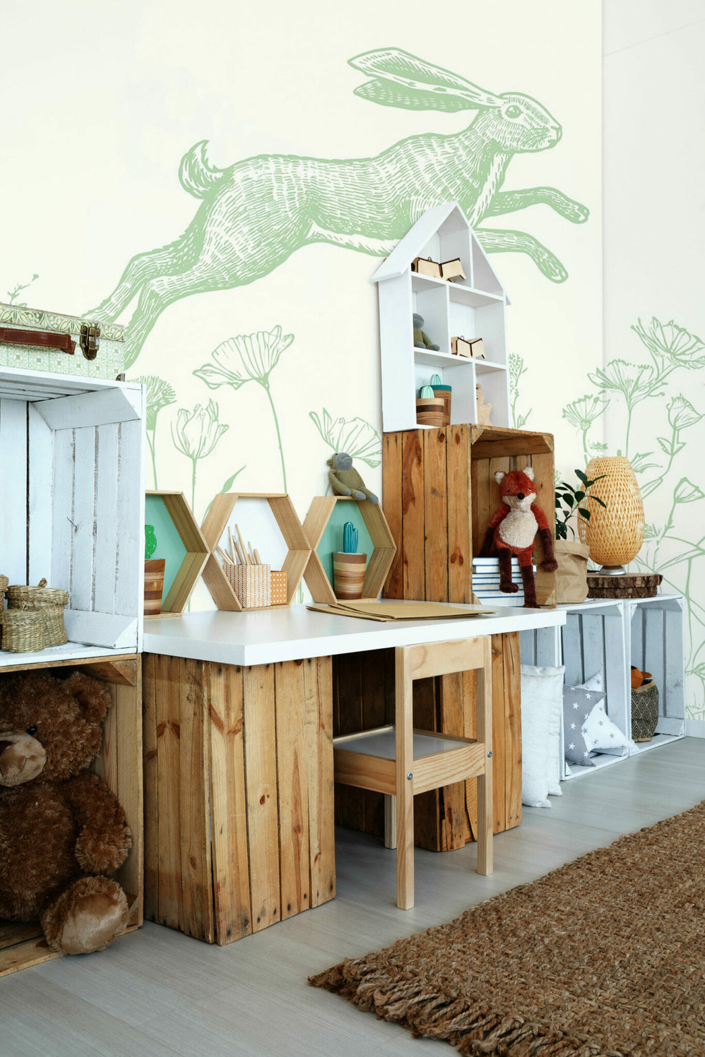 Lapin au jardin · papier peint panoramique, vue 4
