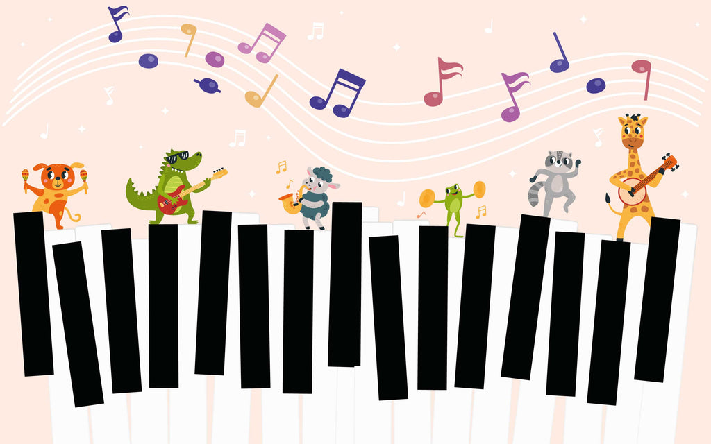 Papier peint panoramique Orchestre des animaux : le décor à plat
