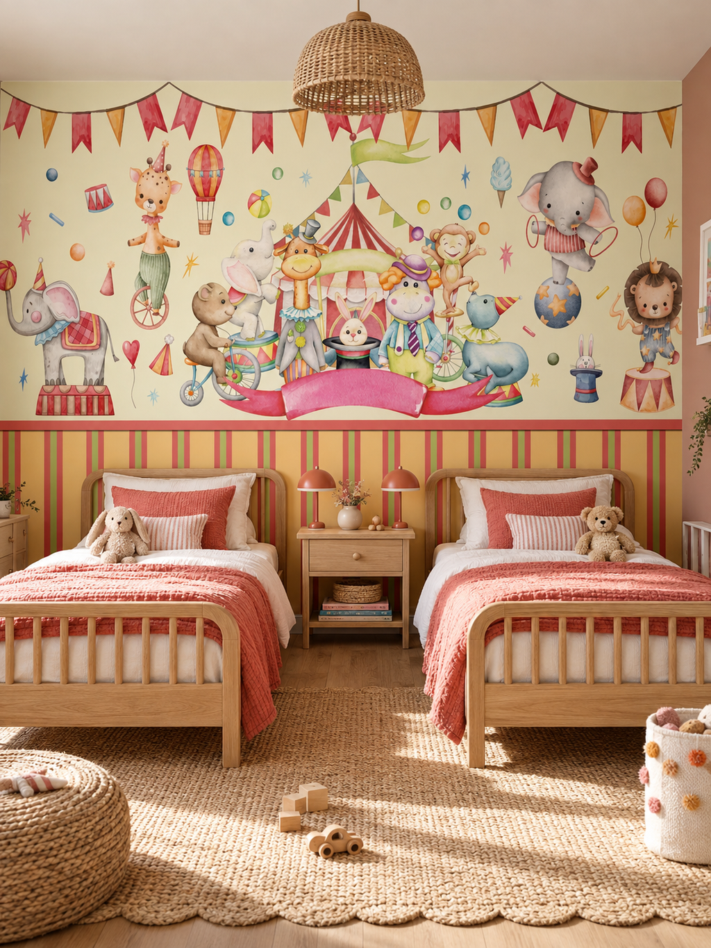 Petit cirque, papier peint panoramique dans une chambre d'enfant : visuel d'ambiance illustratif
