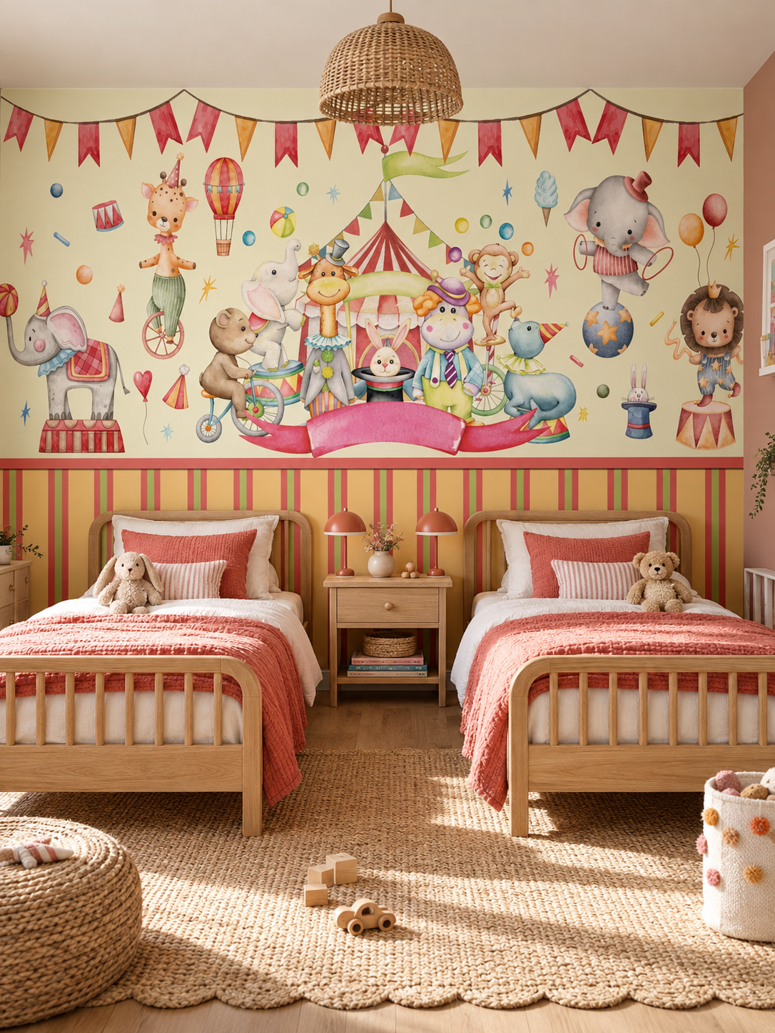 Petit cirque, papier peint panoramique dans une chambre d'enfant : visuel d'ambiance illustratif