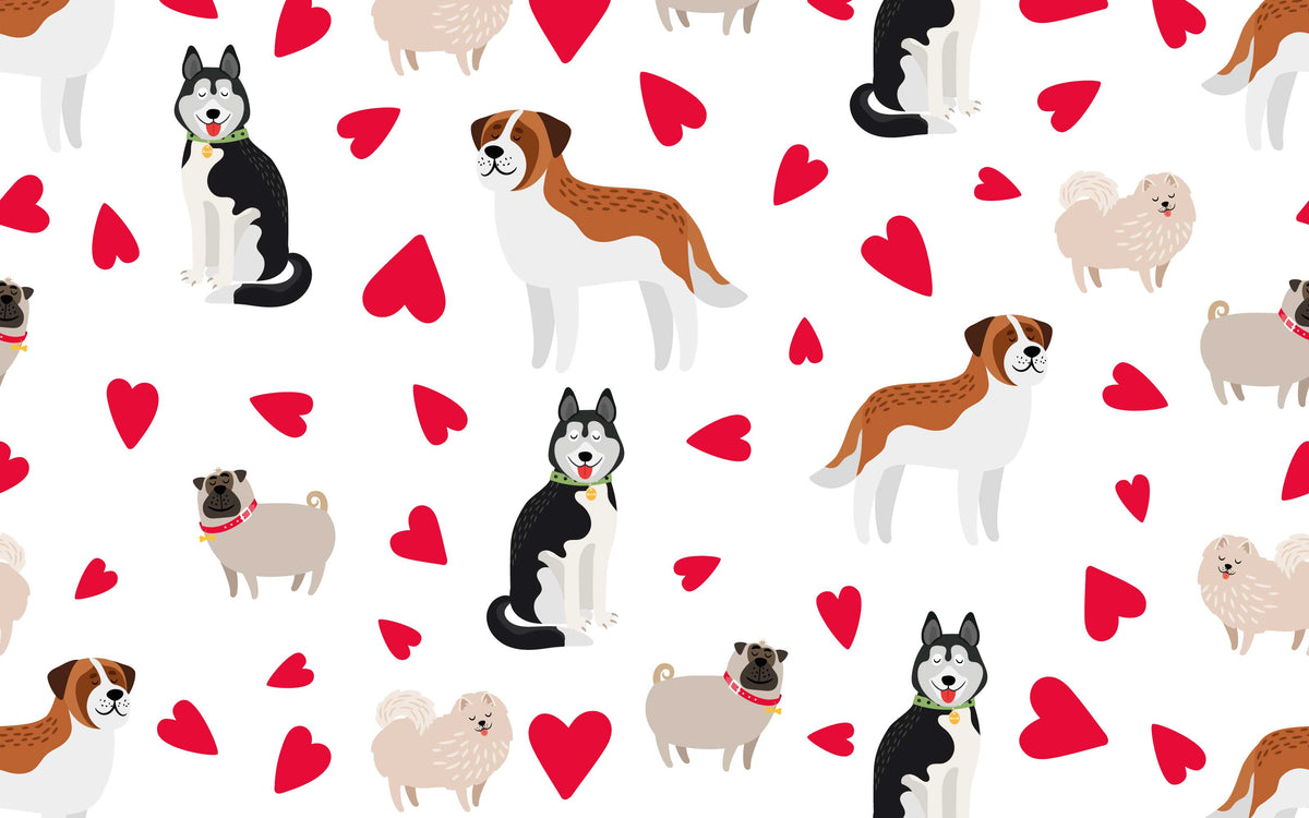 Papier peint panoramique Petits chiens câlins : le décor à plat
