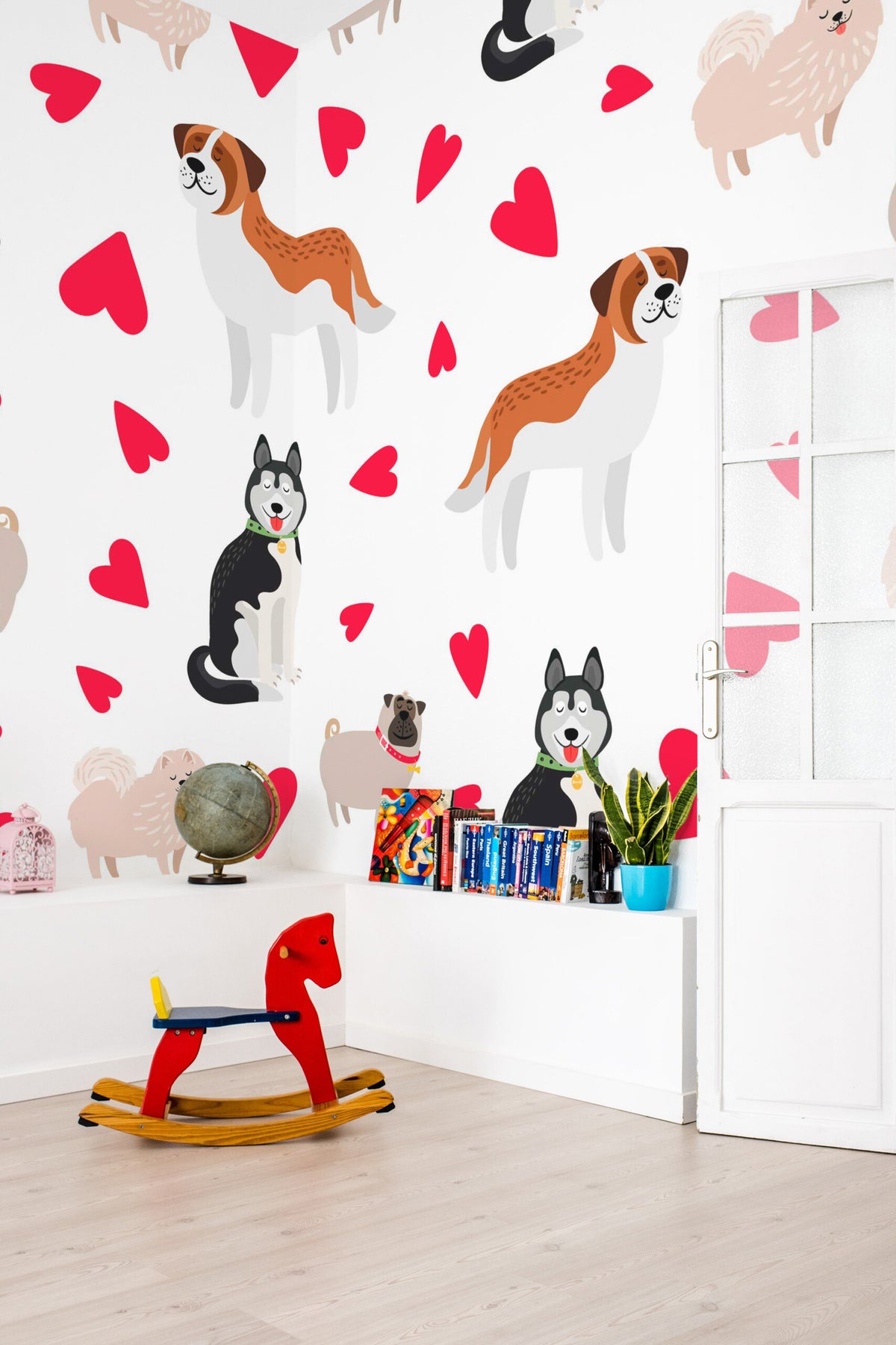 Petits chiens câlins · papier peint panoramique enfant