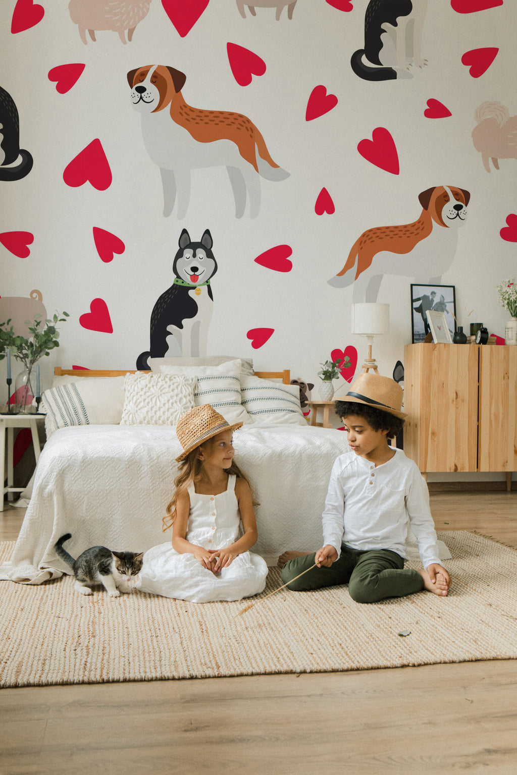 Petits chiens câlins · papier peint panoramique, vue 3