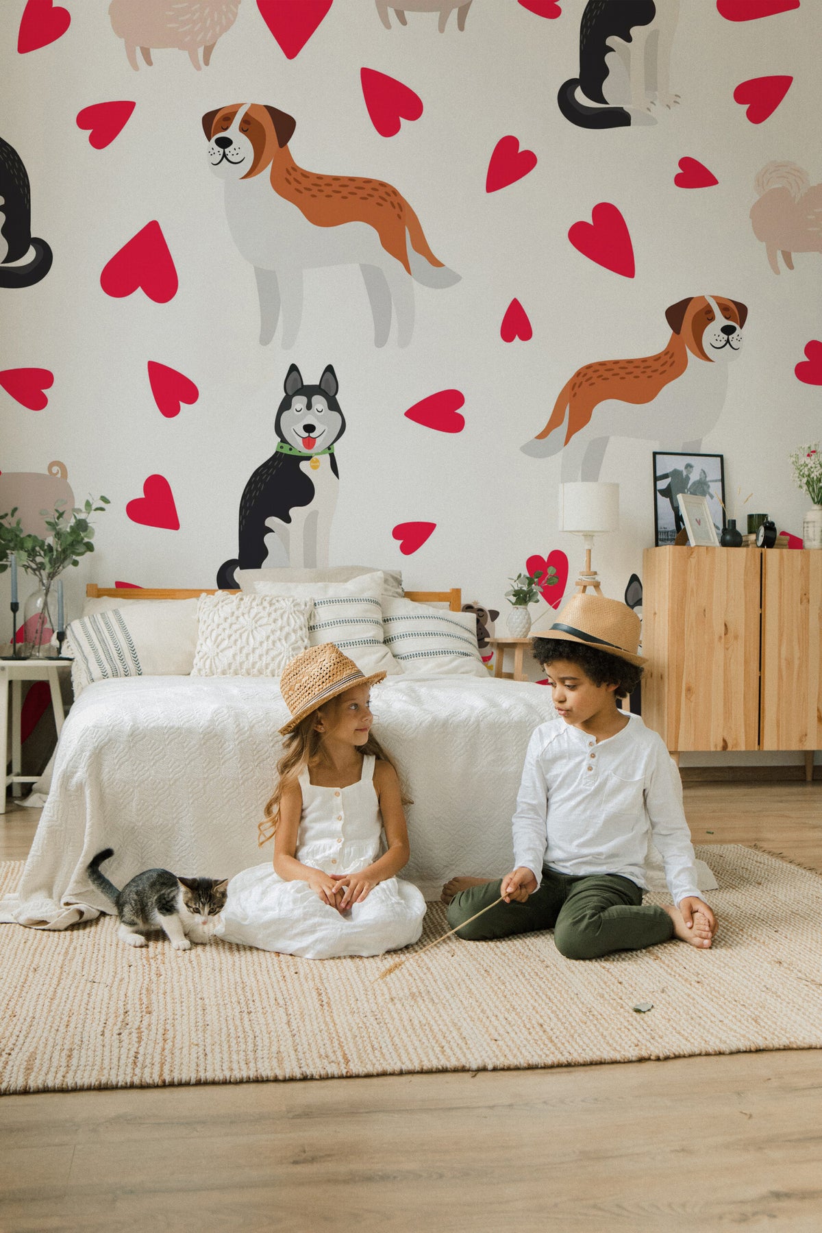 Petits chiens câlins · papier peint panoramique, vue 3