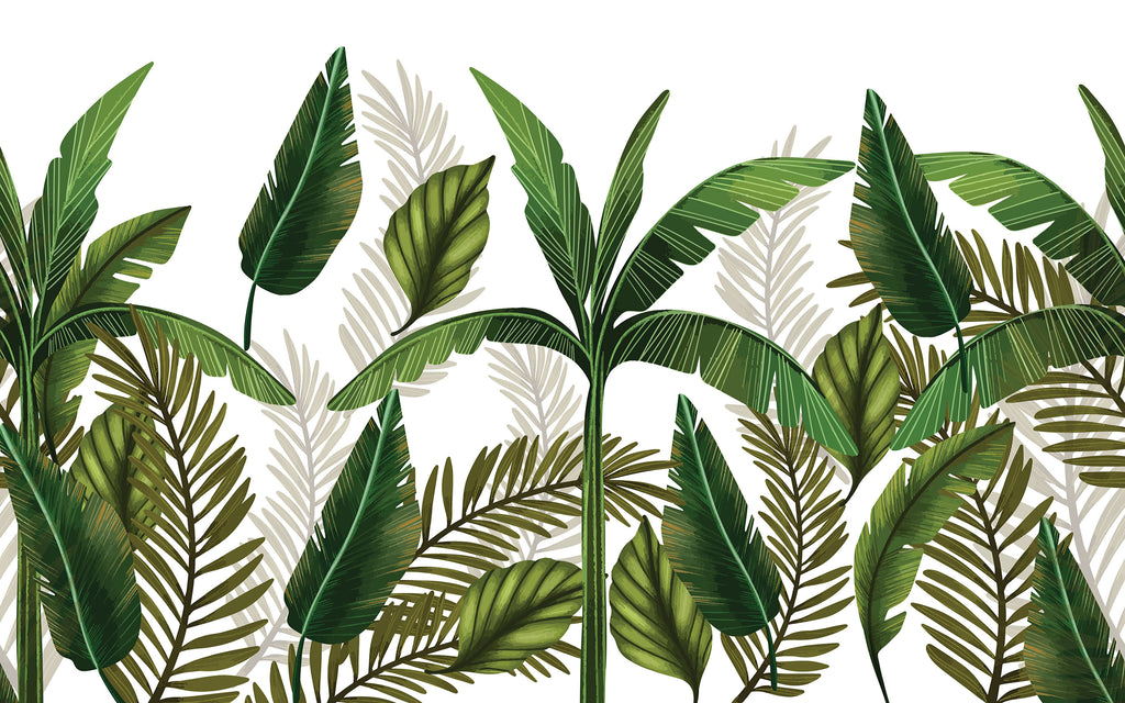 Papier peint panoramique Feuilles sur fond clair : le décor à plat