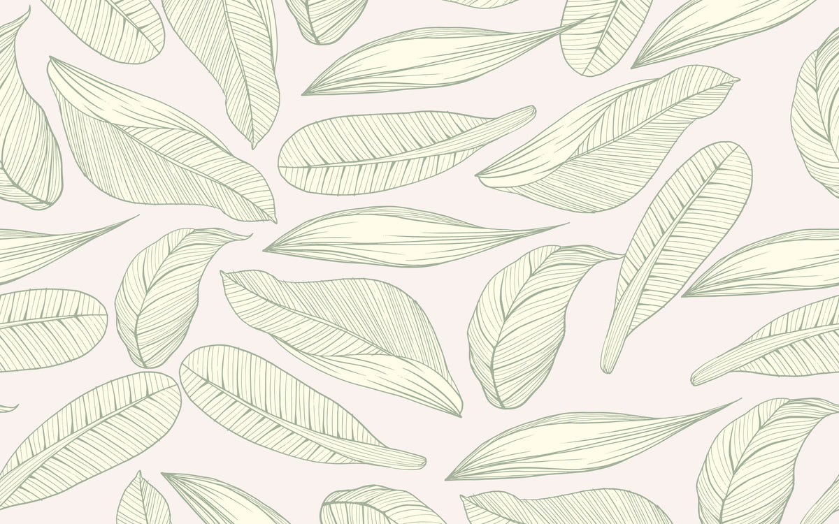 Papier peint panoramique Feuilles vert tendre : le décor à plat