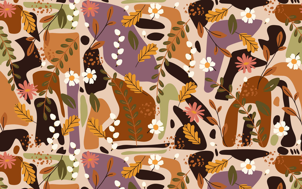 Papier peint panoramique Fleurs d'argile : le décor à plat